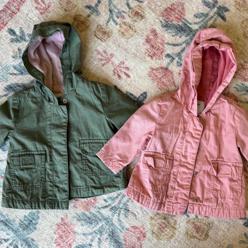 Old Navy Pink and Green Raincoats Lightweight Bundle